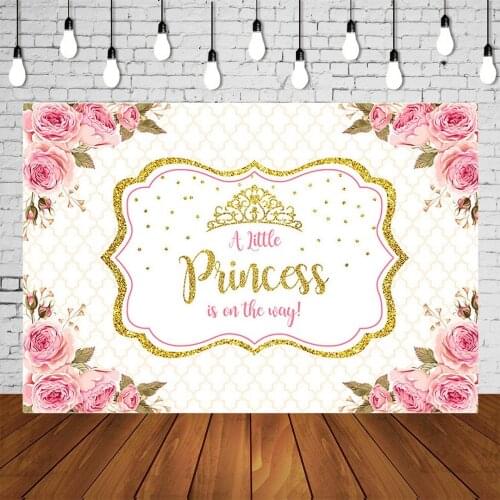 Royal Baby Shower Backdrop A Princess Is On Her Way Babyshower Background Girl Babyshower Poster Photography Booth Floral Banner