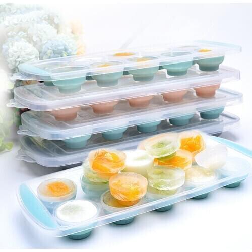 Ice Cream Mold Popsicle Maker With Lid DIY Retractable Round Gray 10-cell 10 Cell Adjustable TPE Pink Green Tray
