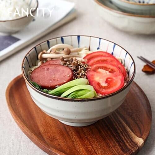 FANCITY Ceramic bowl single 4.5/5 inch rice bowl big bowl soup bowl 6 inch noodle bowl creative personality five inch household
