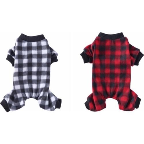 Classic Plaid Dog Clothes Soft Comfortable Lovely Pajamas For Dog Four-leg Jumpsuit Puppy Autumn Winter Costume Small Medium Dog