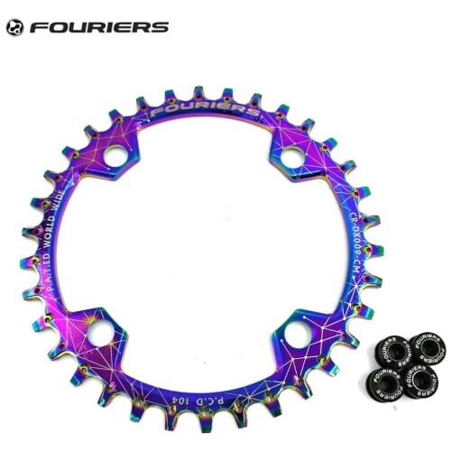 Fouriers Cr-Mo Heat Trented Steel Round Single Chain Ring 34T 36T Chainrings BCD104mm Narrow Wide Tooth MTB Bike Chainwheel