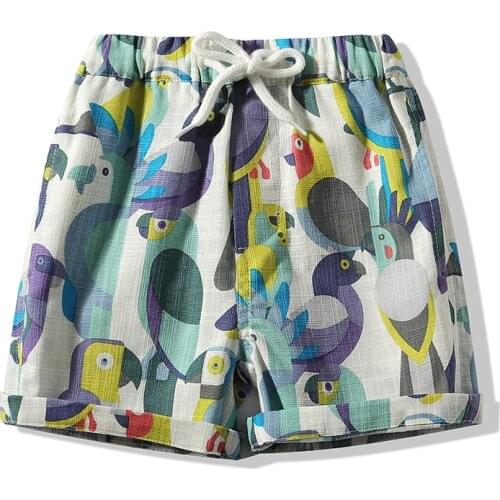 Kimocat Boys Summer Shorts, Beach Wind Birdie Printed Casual Pants Comfortable Childrens Shorts 9 Months-5 Years