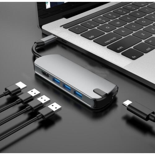 Basix T1906 5 In 1,6 In 1 Multi-function Type-C / USB-C HUB Expansion Dock Usb Data Cable HDMI Converter