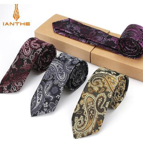 Fashion Mens Ties Narrow Neckties 6cm Classic Paisley Tie for Men Formal Business Wedding Suit Neckwear Jacquard Woven Neck Tie