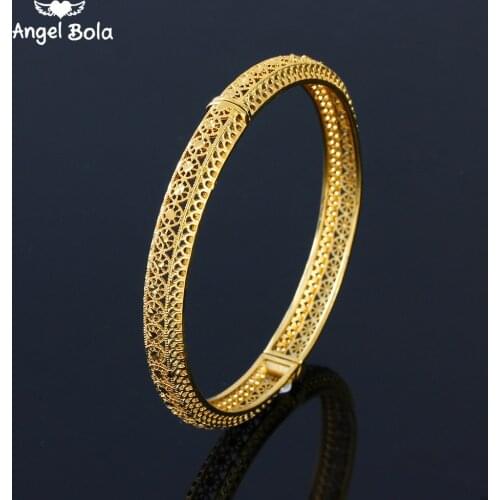 Muslim Turkish 18K Dubai Gold Color Bangles for Women Girl Arab Bracelet&Bangles African Women Bridal Wedding Jewelry Gift
