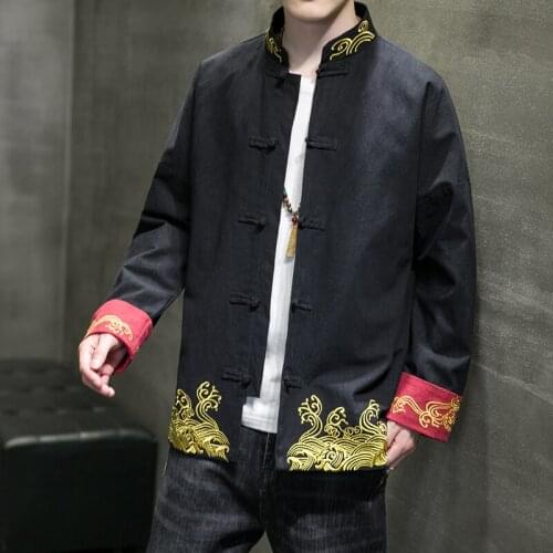 Waves Embroidery Baseball Jackets Mens China Style Bomber Jackets Men Spring Oversized Streetwear Coats