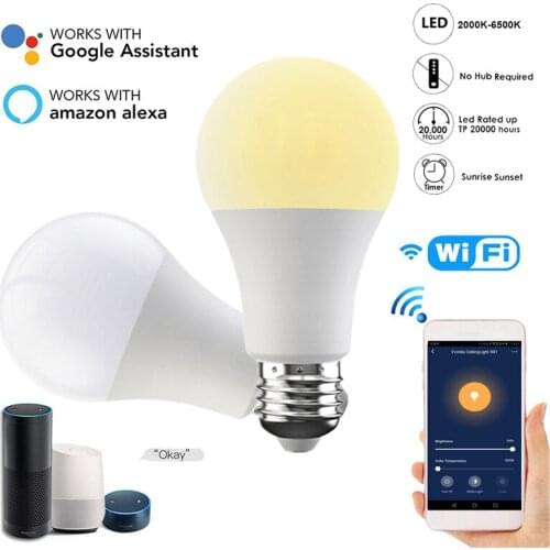 New 1/3pcs 9W WiFi Smart Light Bulb White Lamp Dimmable LED E27 B22 E26 WiFi Bulbs Work With Amazon Alexa Google Home Smart Home
