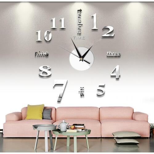 2020 Free Shipping New Watch Clock Wall Clock Watch 3D Diy Acrylic Mirror Sticker Home Decor Living Room Quartz Needle