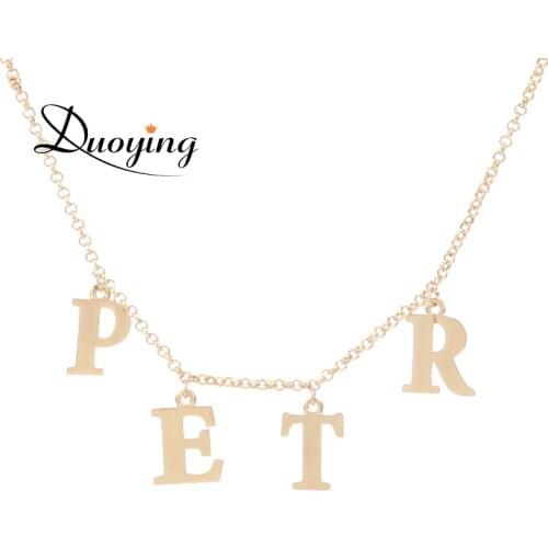 DUOYING Initial Name Necklace Personlized Customized Name Letter Pendant Charms Jewelry Necklace Dainty Bridesmaid Gift forWomen