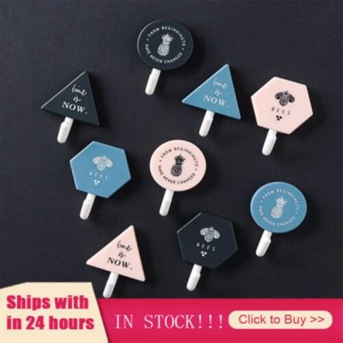 3 PCS Kitchen Bathroom Plastic Adhesive Hook Wall Sticky Mount Hanger Rack Transparent Self Strong Adhesive Wall Hanger Hook