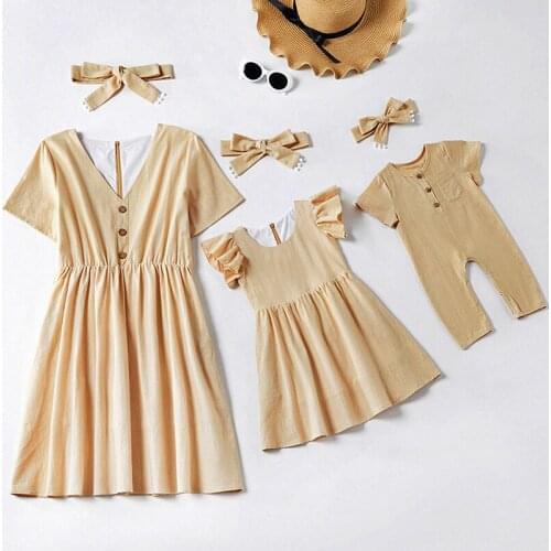 Mom And Daughter Dress Sleeveless Family Matching Outfits Family Look Mother Daughter Dresses Women Girls Mommy And Me Clothes