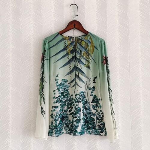 Spring Summer 2021 Fashion womens High quality elegant floral print O-neck Shirts Top C835