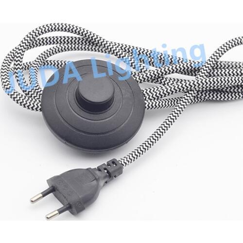 EU 2 pin electric power lamp power cord wire with foot switch Korea round plug extension cords for led floor lamps table lamps
