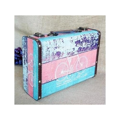 Precision mechanical style vintage leather suitcase hand-held wooden box home decoration props factory direct