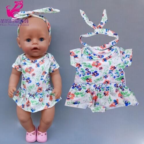 43cm baby doll spring short rompers with headband 18 inch american generation girl doll clothes inner shirt