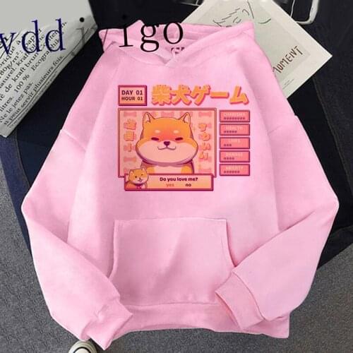 Women Ullzang Cute Korean Style Autumn Winter Sweatshirt Kawaii Shiba Inu Hoodie Harajuku Funny Hoodies 90s Warm Hoody Female