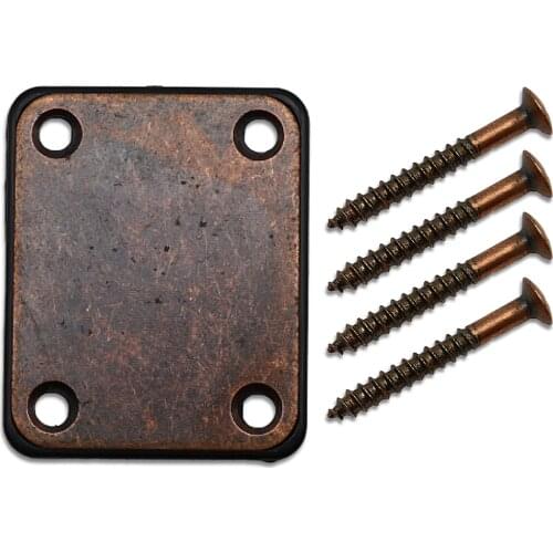 1set Electric Guitar Bass Neck Plate with Screws For ST TL Guitar Red copper