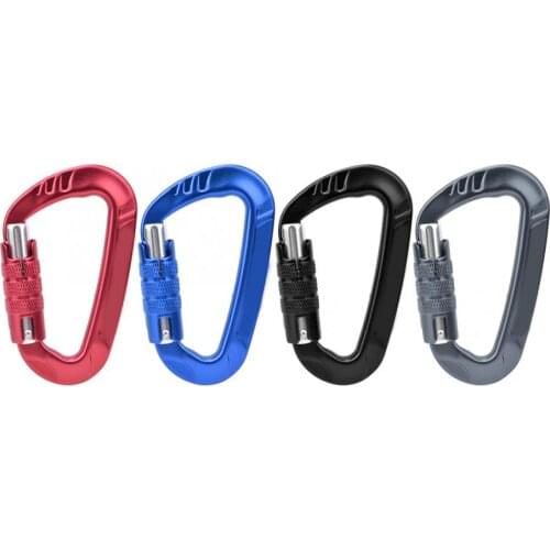 1PC 12KN Carabiner D Ring Lock Buckle Key Hooks Climbing D Shaped Buckle Carabiner Clip Outdoor Climbing Ascend Safety Equipment