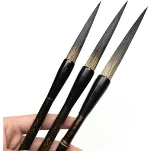 3pcs Bear Hair Calligraphy Brush Chinese Landscape Painting Seal/Running Script Brush Pen Set Chinese Long Hair Brush Set