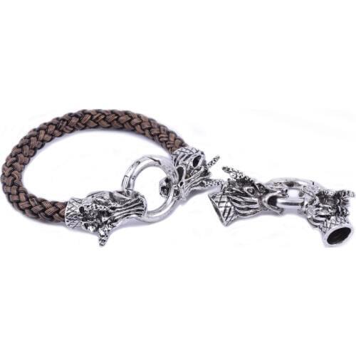 5 Sets 8.0mm Antique Silver Dragon Head Leather Cord Bracelet End Cap for Leather Bracelet Making Jewelry Findings ---1313AS