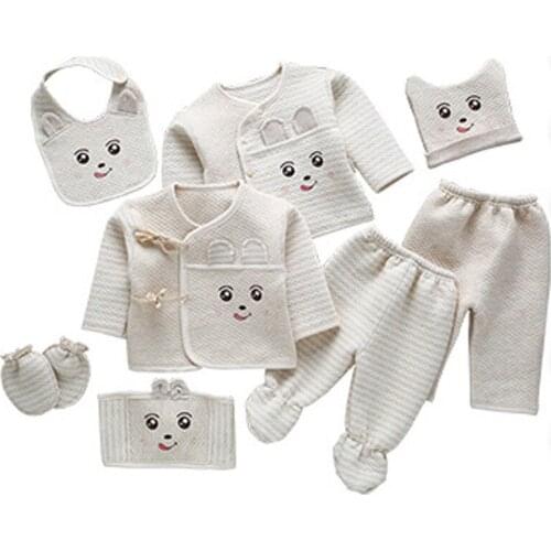 8pcs/set Infant Clothes 0-3M Newborn Baby Suits Toddler Clothing Sets Kids Boys Girls Suit Thermal Organic 100% Cotton Soft