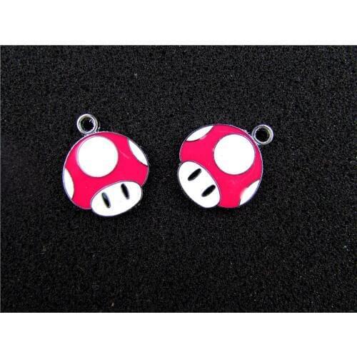 AE576 Mix Color 20Pcs Alloy Metal Enamel Mushroom Charms Pendants 24x20