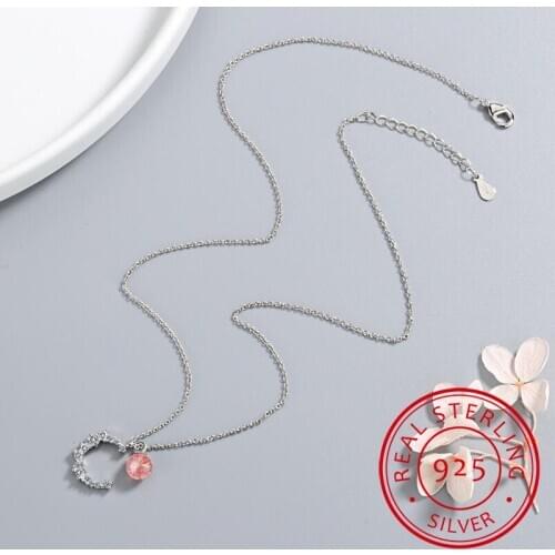Korean Style New Fashion Sweet Moon 925 Sterling Silver Jewelry Temperament Crescent Clavicle Chain Pendant Necklaces H418