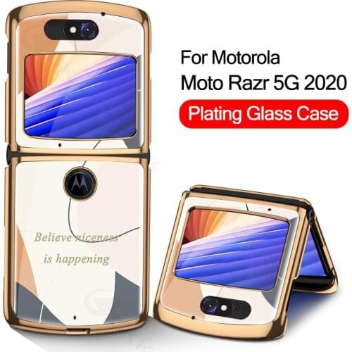 Luxury Plating Pattern Glass Flip Case For Motorola Moto Razr 5G Shockproof Protection Edge For Motorola Moto Razr 5G Case Cover