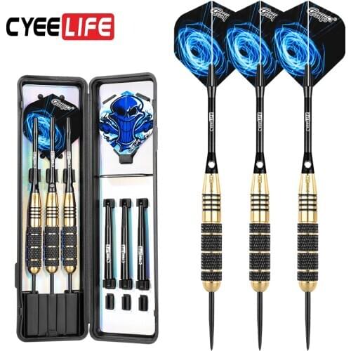 CyeeLife 3pcs/set Professional Darts Free Carry Box 18g 20g 22g 24g Black Golden Color Steel Tip Darts With Brass Darts Shafts