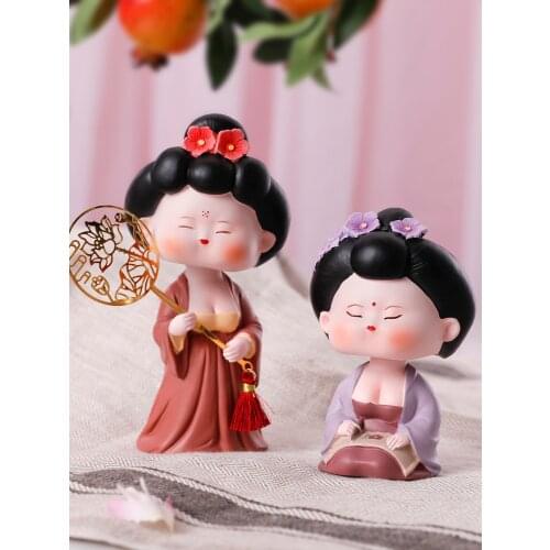 Tang Shi Girl Court Decoration Series Antique Doll Creative Chinese Style Crafts Home Furnishing Decorative Shaking Head Gift