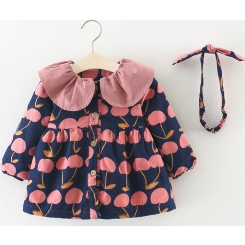 2019 children girls new winter warm outerwear Baby girls cute color print velvet Coat with headband 1-3 years