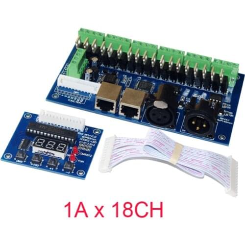 DMX-18CH-LED digital display led decoder DMX512 XRL 3P RJ45 led dimmer, controller,drive for RGB led strip lights