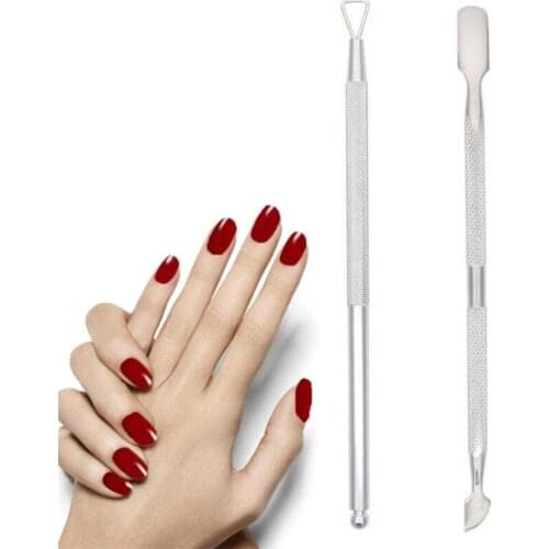 2pcs Double-ended Stainless Steel Cuticle Pusher Dead Skin Push Remover For Pedicure Manicure Nail Art Cleaner Care Tool