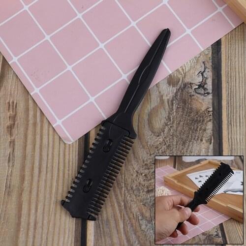 Double-sided blade Barber Hair Razor Comb Scissor Tools Bangs Brush Hairdressing Trimmers Hair Shaving Blades Cut Thin Styling