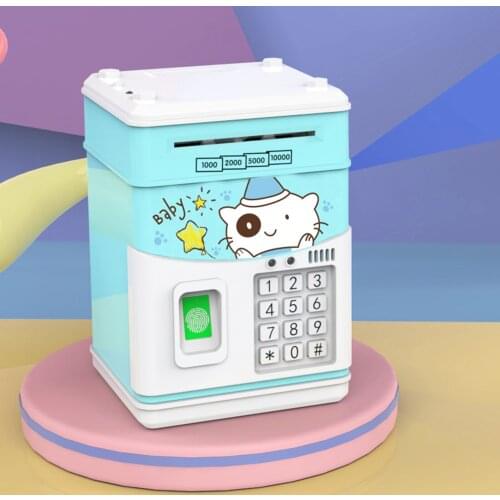 Electronic Piggy Bank MINI ATM Saving Box with Password Simulated Fingerprint Money Bank for Cash Coins Auto Scroll Paper