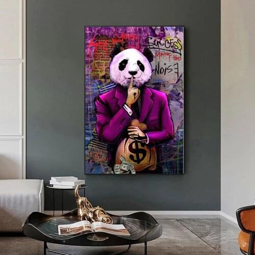 Character Panda Head Makes Your Success Noise Inspirational Art Poster Printing Living Room Furniture Street Decoration Painting
