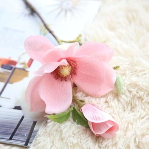 Magnolia Artificial Flowers Branch High Quality Silk Orchid Bouquet Wedding Party Home Christmas Decoration Fake Flower