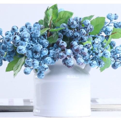 Simulation Fruits Christmas Berry Blueberry Single Branch Foam Plants Artificial Flowers Diy Wedding Dining Table Home Decor