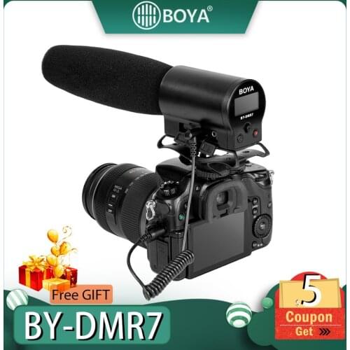 BOYA BY-DMR7 Condenser Microphone MIC ON Camera 3.5mm LCD Audio Cable Recording Studio Voice Professional Studio Microphone MIC