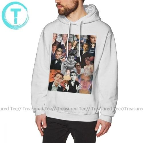 Leonardo Dicaprio Hoodie Leonardo Dicaprio Collage Hoodies Long Length Cotton Pullover Hoodie Streetwear Grey XXX Autumn Hoodies