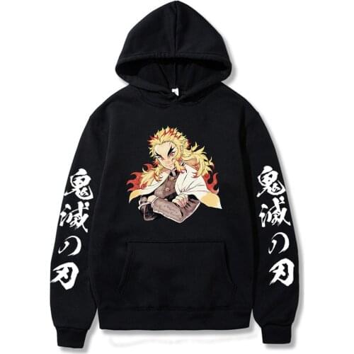 2021 Summer Hot Sale Anime Demon Slayer Flame Hashira Rengoku Kyojuro Harajuku Hoodie Unisex Sweatshirt
