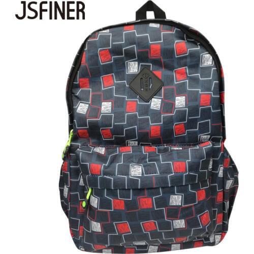 JSFINER Lining polyester Man Backpack Large Capacity Geometric Travel Bags For Teenagers Men Nylon Preppy School Bags