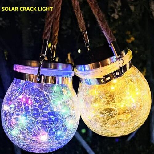Ball Glass Jar Crack Solar Light Outdoor led Garden Hanging Lamp Balcony Layout Decor Christmas Wish Waterproof Night Lights