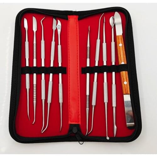 Dental Instrument Wax Carving Tool Set Stainless Steel Wax Knife Kit for 10pcs