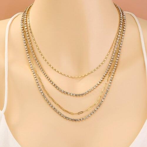 New Accessories Simple Layered Necklace Women Claw Chain Necklace Fashion Rhinestone Collarbone Choke Jewelry Charms Party Gift