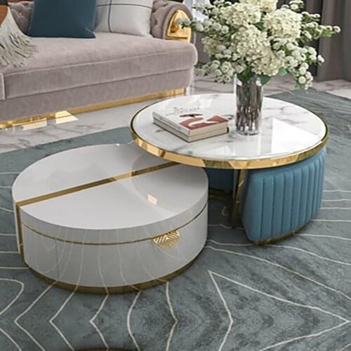 New Nordic light luxury coffee table TV cabinet combination modern minimalist home living room designer net red round coffee