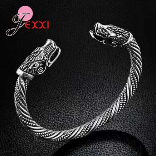 Opening Tibetan Silver Wolf Head Womens Mens Cuff Bangle Bracelet Accessories Decoracion Jewelry