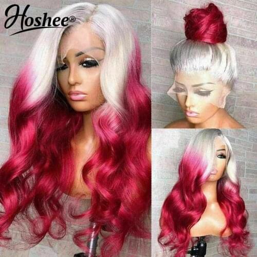 T613 Red Colored Human Hair Wigs Remy Body Wave Lace Front Wig Closure Wig Brazilian Transparent Lace Wigs For Women Human Hair