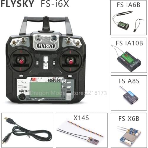FLYSKY FS-i6X FS i6X 10CH 2.4GHz AFHDS 2A RC Transmitter With X6B iA6B A8S iA10B Receiver for RC FPV Racing Drone Retailbox