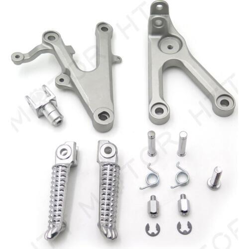 Aftermarket free shipping motorcycle parts Front Rider Foot Rest Pegs Brackets For 2003-2010 Yamaha R6 SILVER